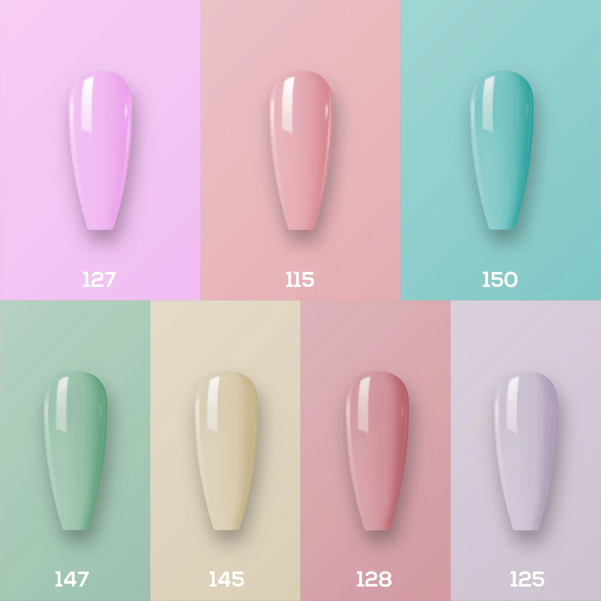 Lavis Holiday Collection: 7 Gel Polishes, 1 Base Gel, 1 Top Gel - Set 3 - 127, 115, 150, 147, 145, 128, 125   BT