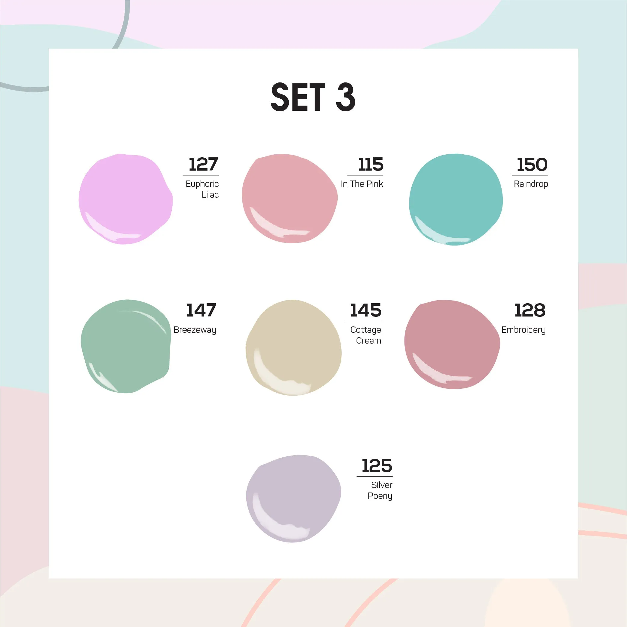 Lavis Holiday Collection: 7 Gel Polishes, 1 Base Gel, 1 Top Gel - Set 3 - 127, 115, 150, 147, 145, 128, 125   BT