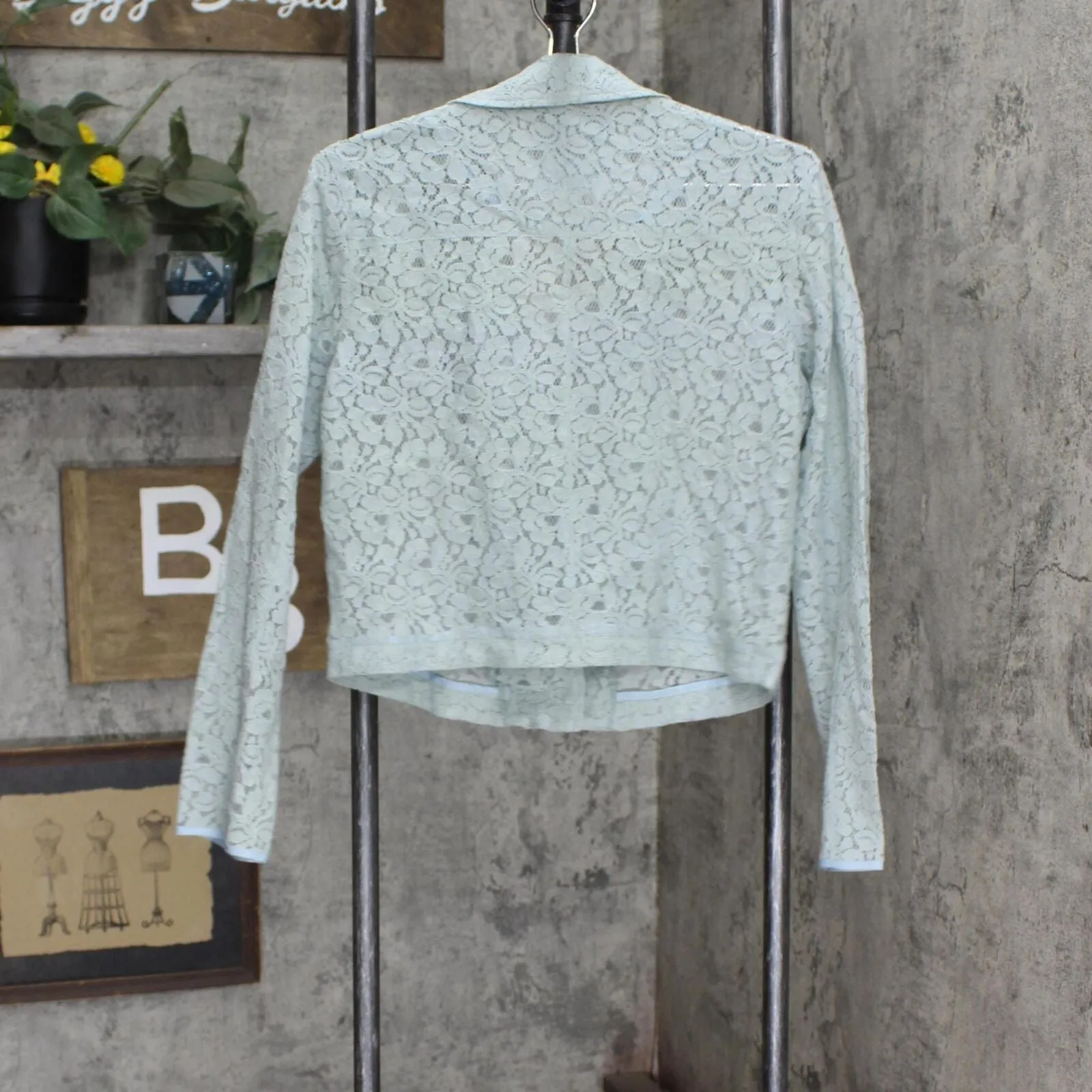 LC Lauren Conrad Womens Lace Lightweight Motorcycle Jacket Mint Green M