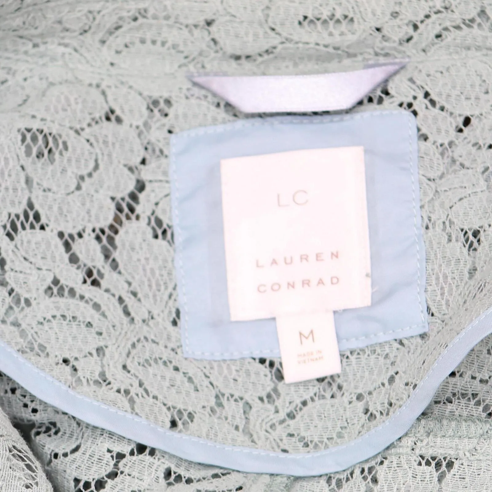 LC Lauren Conrad Womens Lace Lightweight Motorcycle Jacket Mint Green M