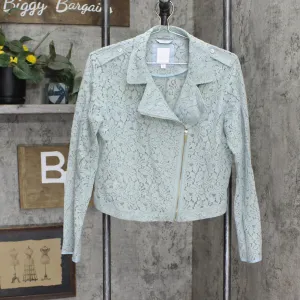 LC Lauren Conrad Womens Lace Lightweight Motorcycle Jacket Mint Green M