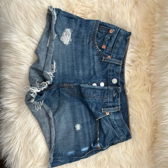 LEVIS 501 DENIM BLUE &amp; BLACK SHORTS BUNDLE SZ 25