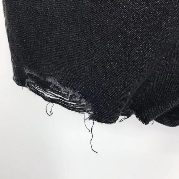 Levi's 501 Distressed Black Denim Button Fly Women's Shorts SIze 31 New