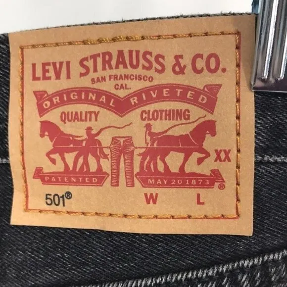 Levi's 501 Distressed Black Denim Button Fly Women's Shorts SIze 31 New
