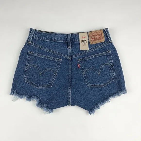 Levi's 501 frayed Denim Cutoff Jean Shorts size 28