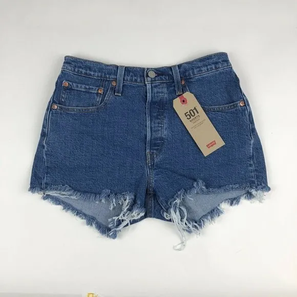 Levi's 501 frayed Denim Cutoff Jean Shorts size 28