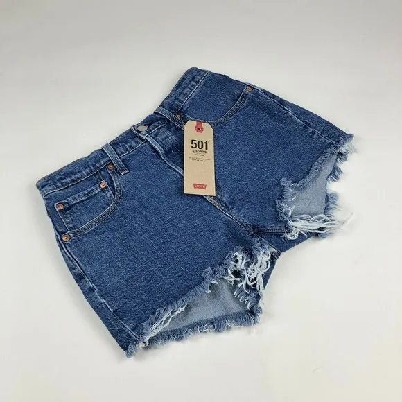Levi's 501 frayed Denim Cutoff Jean Shorts size 28