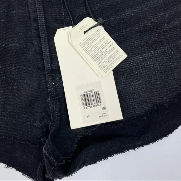 Levi’s 501 High Rise Black Distressed Raw Hem Button Up‎ Denim Shorts 30