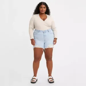 Levi's 501 high rise mid thigh Denim cut off Shorts 18W NWT
