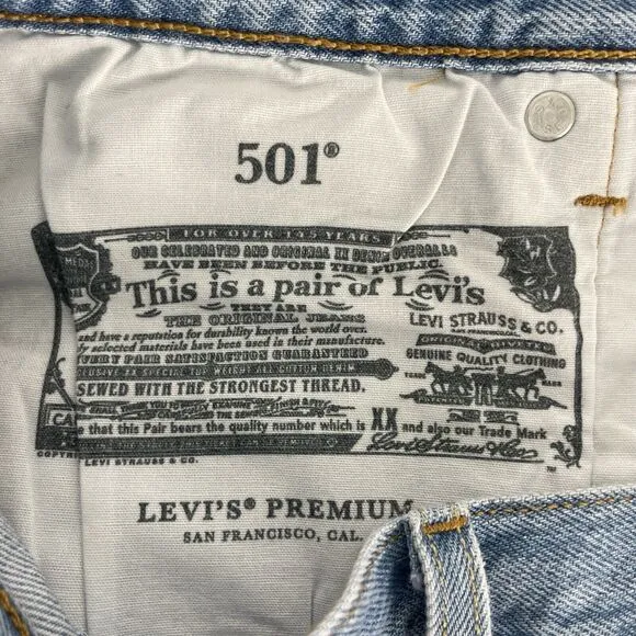 Levi's 501 Mid-Rise Distressed Cuff Denim Shorts size 30 NWT
