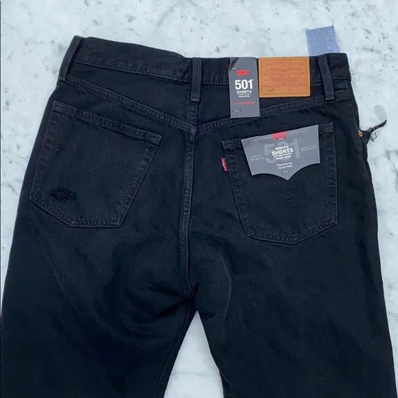 Levi’s 501 shorts , black distressed, high rise