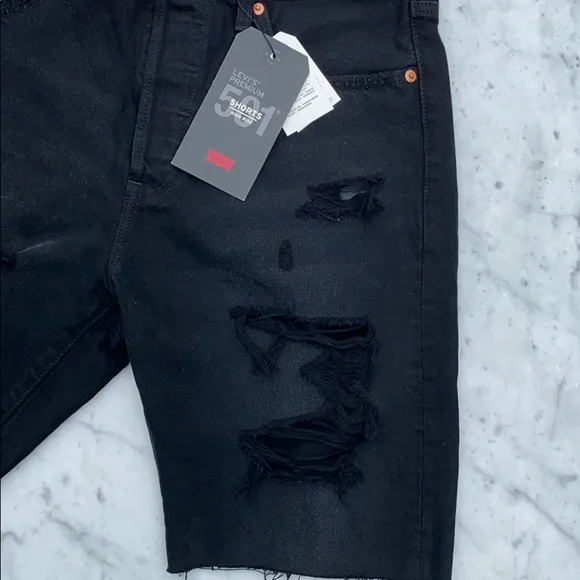 Levi’s 501 shorts , black distressed, high rise