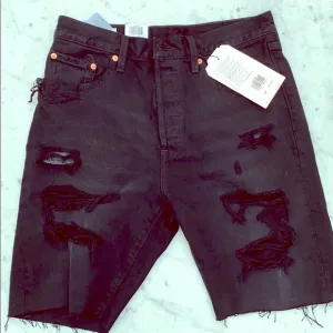 Levi’s 501 shorts , black distressed, high rise