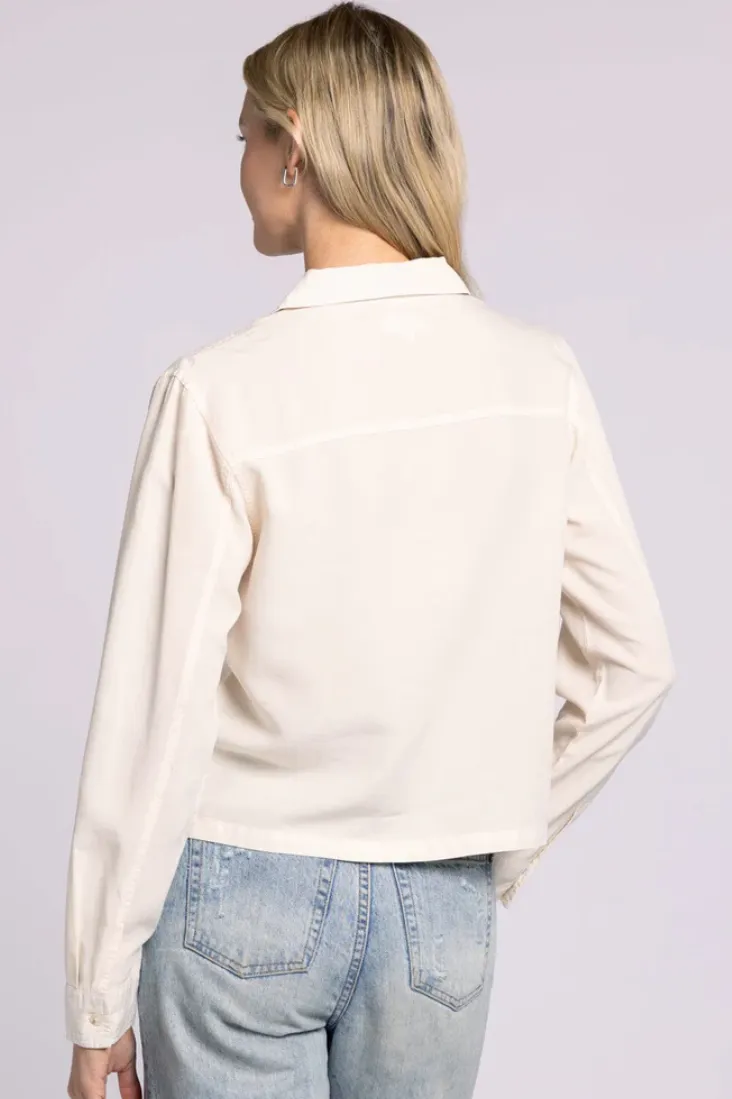 LIGHTWEIGHT CROPPED BUTTON FRONT CASEY SHIRT JACKET