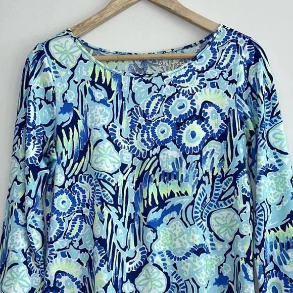 Lilly Pulitzer Marlowe Print Shift Dress Indigo Sunset Swim Sz Small