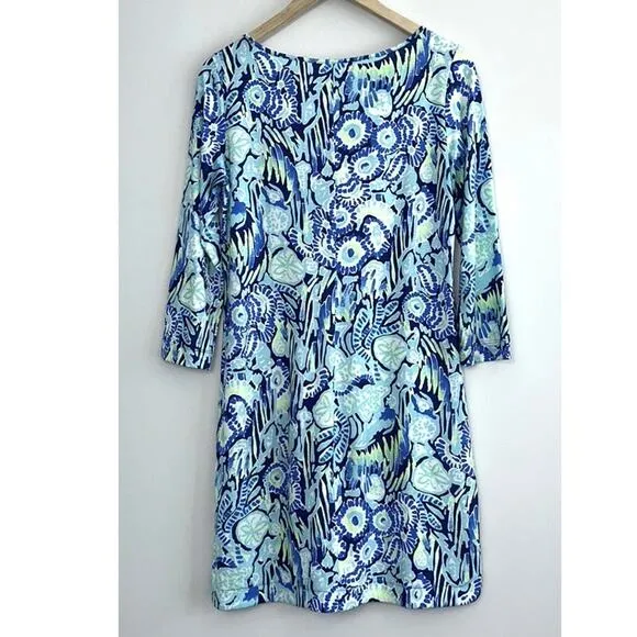 Lilly Pulitzer Marlowe Print Shift Dress Indigo Sunset Swim Sz Small