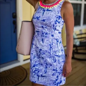 Lilly Pulitzer Mila Shift Dress‎ in Rock The Dock Purple White Print