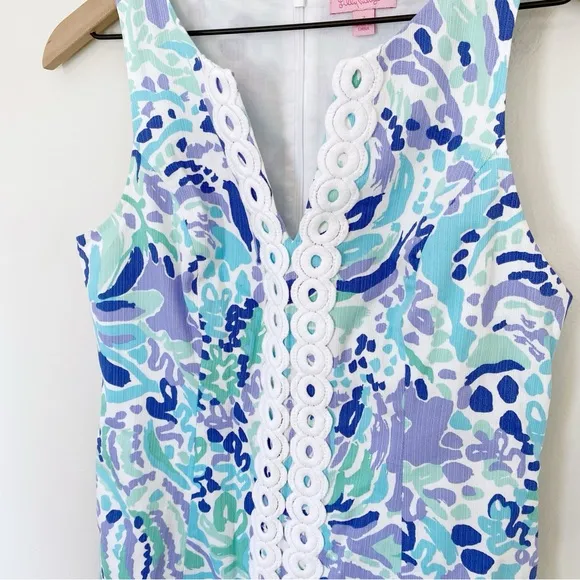 Lilly Pulitzer Ryder Shift Dress in Lilly's Lilac Nice Ink Lace Front size 2
