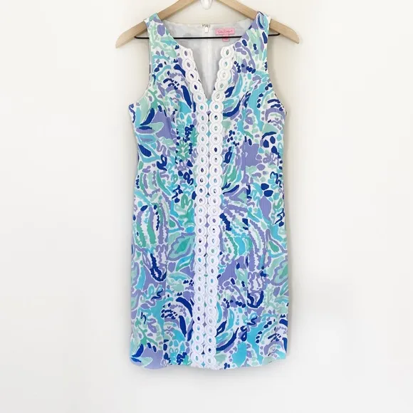 Lilly Pulitzer Ryder Shift Dress in Lilly's Lilac Nice Ink Lace Front size 2