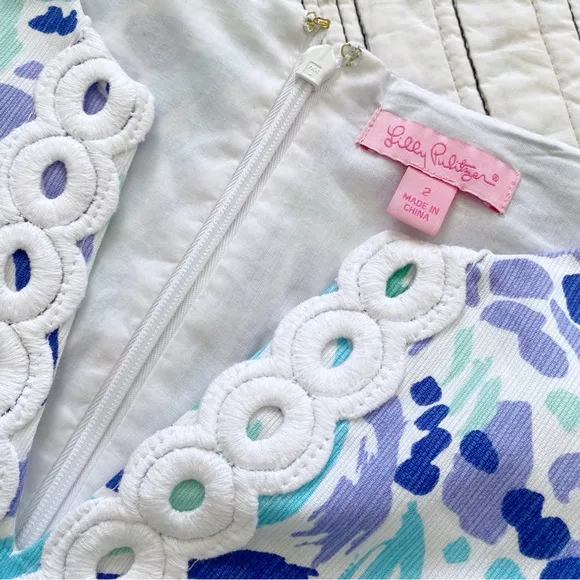Lilly Pulitzer Ryder Shift Dress in Lilly's Lilac Nice Ink Lace Front size 2