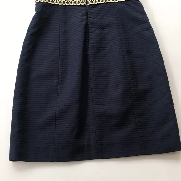 Lilly Pulitzer Shift Dress Solid Navy Gold Trim Sundress Graduation Party Garden