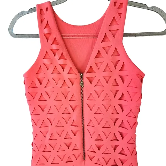 Lily Pulitzer Pink Sun Ray Daisy Laser Cut Mango Shift Dress Size XXS