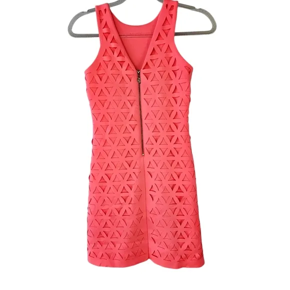 Lily Pulitzer Pink Sun Ray Daisy Laser Cut Mango Shift Dress Size XXS