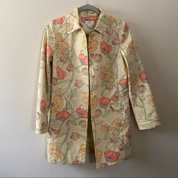 LOFT Ann Taylor Floral Lightweight Jacket Size Medium