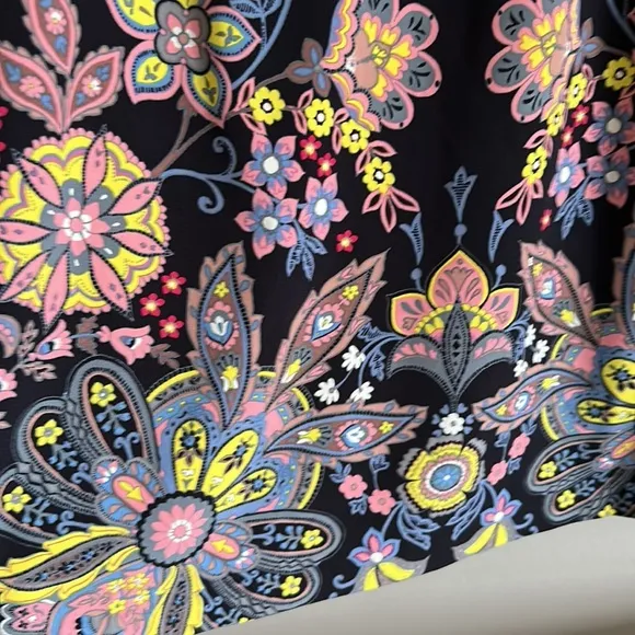 Loft Navy Blue Bold Medallion Paisley Floral Shift Dress