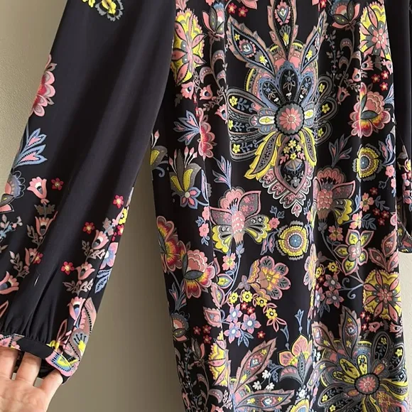 Loft Navy Blue Bold Medallion Paisley Floral Shift Dress