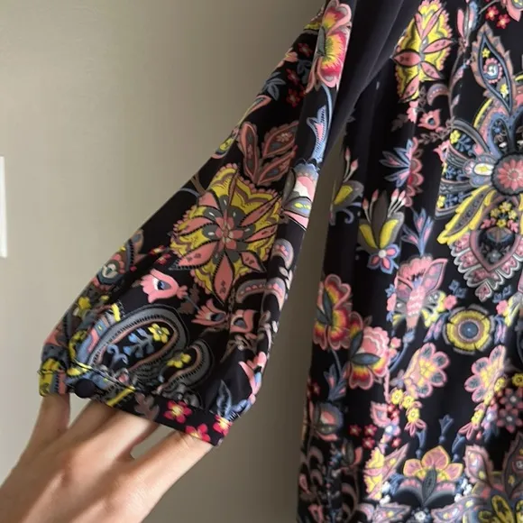 Loft Navy Blue Bold Medallion Paisley Floral Shift Dress
