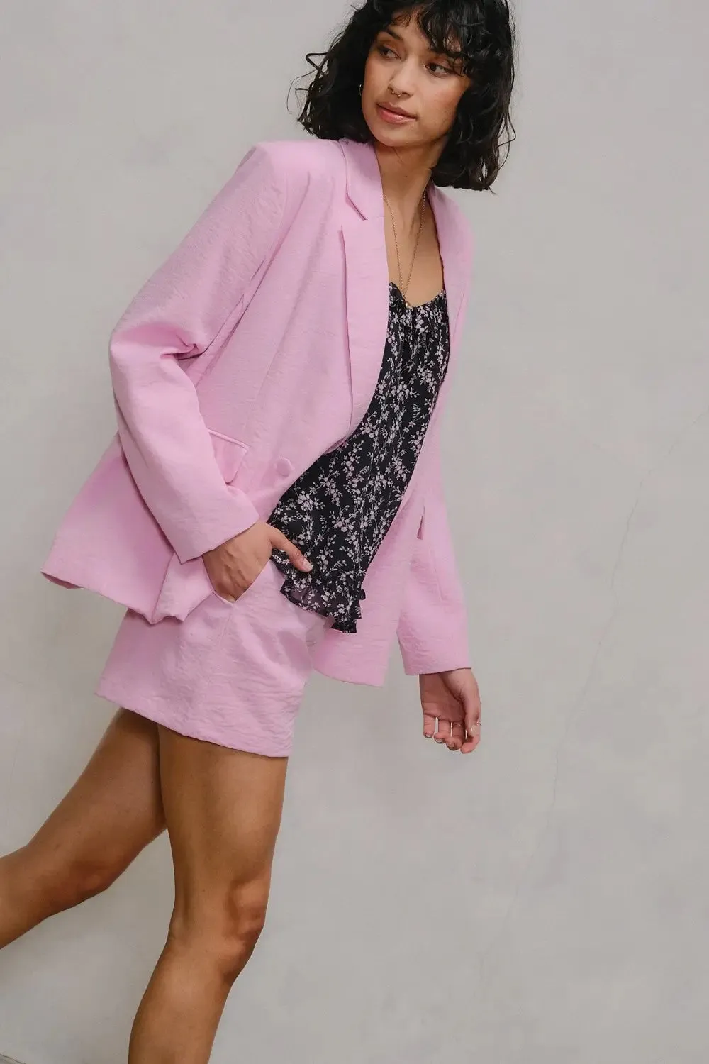 Long Sleeve Crnkled Blazer Jacket