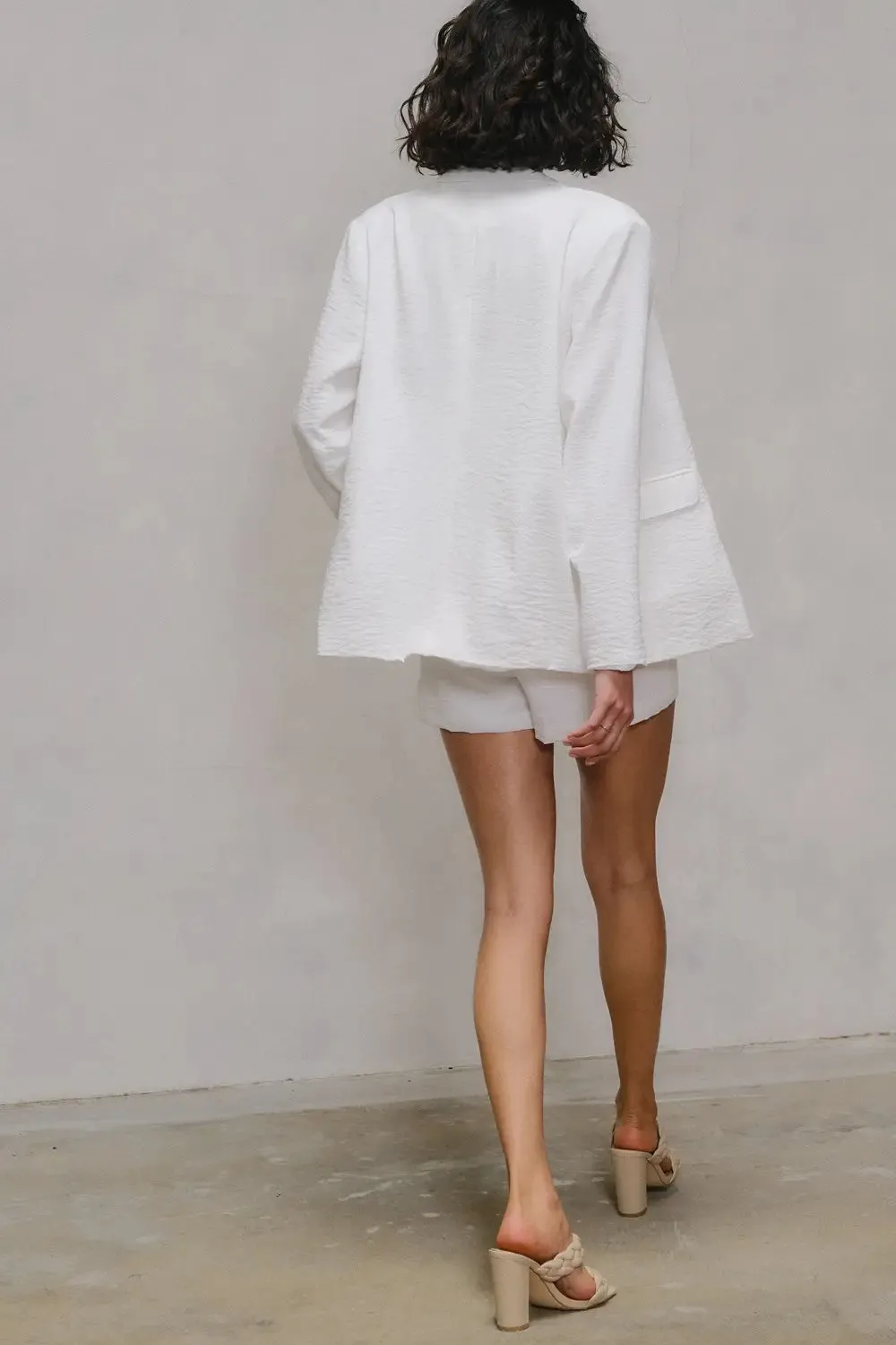 Long Sleeve Crnkled Blazer Jacket