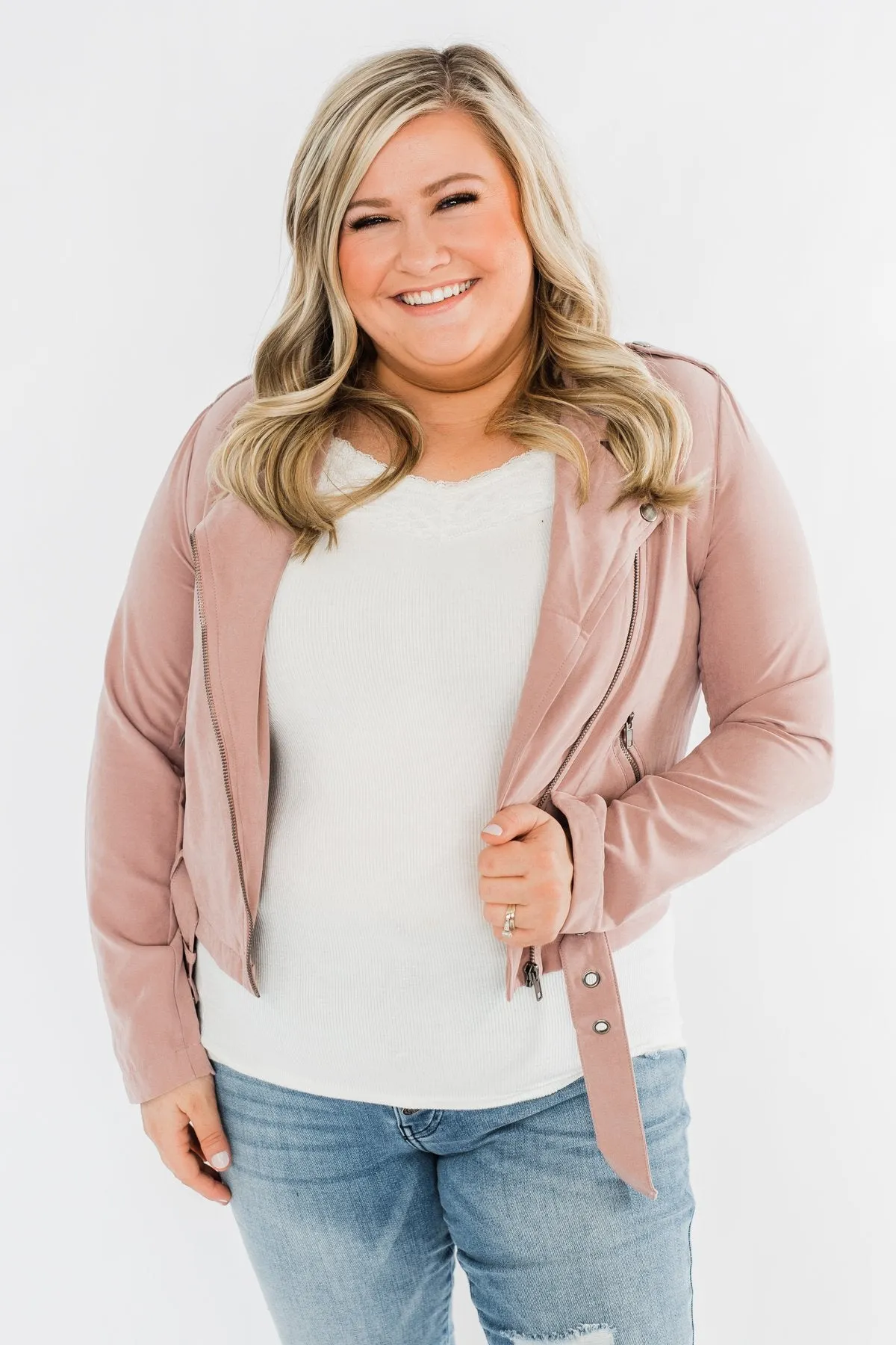 Lost In Your Eyes Lightweight Jacket- Light Dusty Mauve