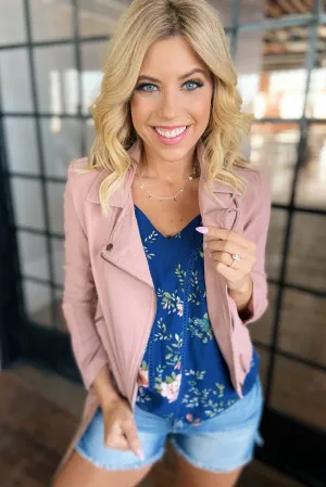 Lost In Your Eyes Lightweight Jacket- Light Dusty Mauve
