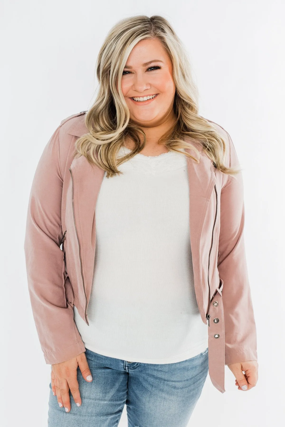 Lost In Your Eyes Lightweight Jacket- Light Dusty Mauve