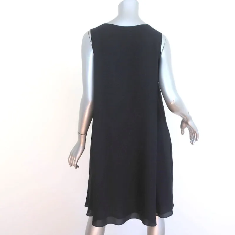 Louiza Babouryan Sleeveless Shift Dress Black Silk Size Medium