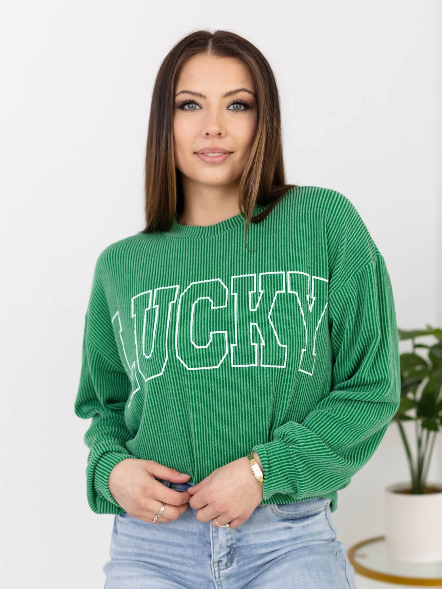 Lucky Ribbed Long Sleeve Top