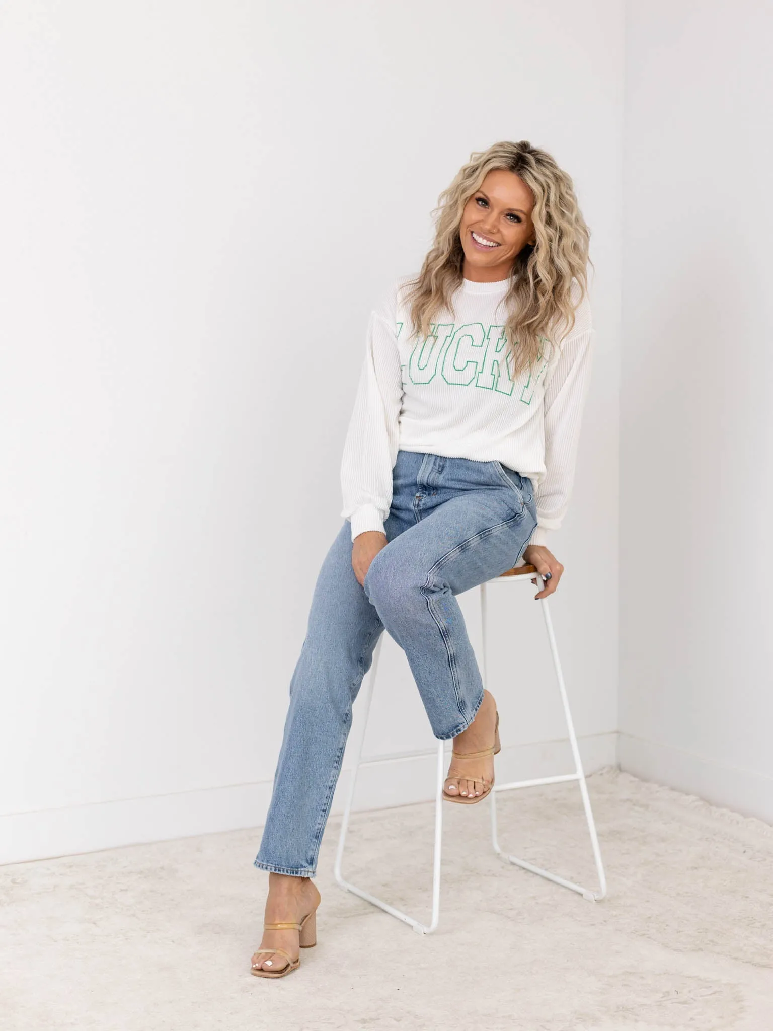 Lucky Ribbed Long Sleeve Top