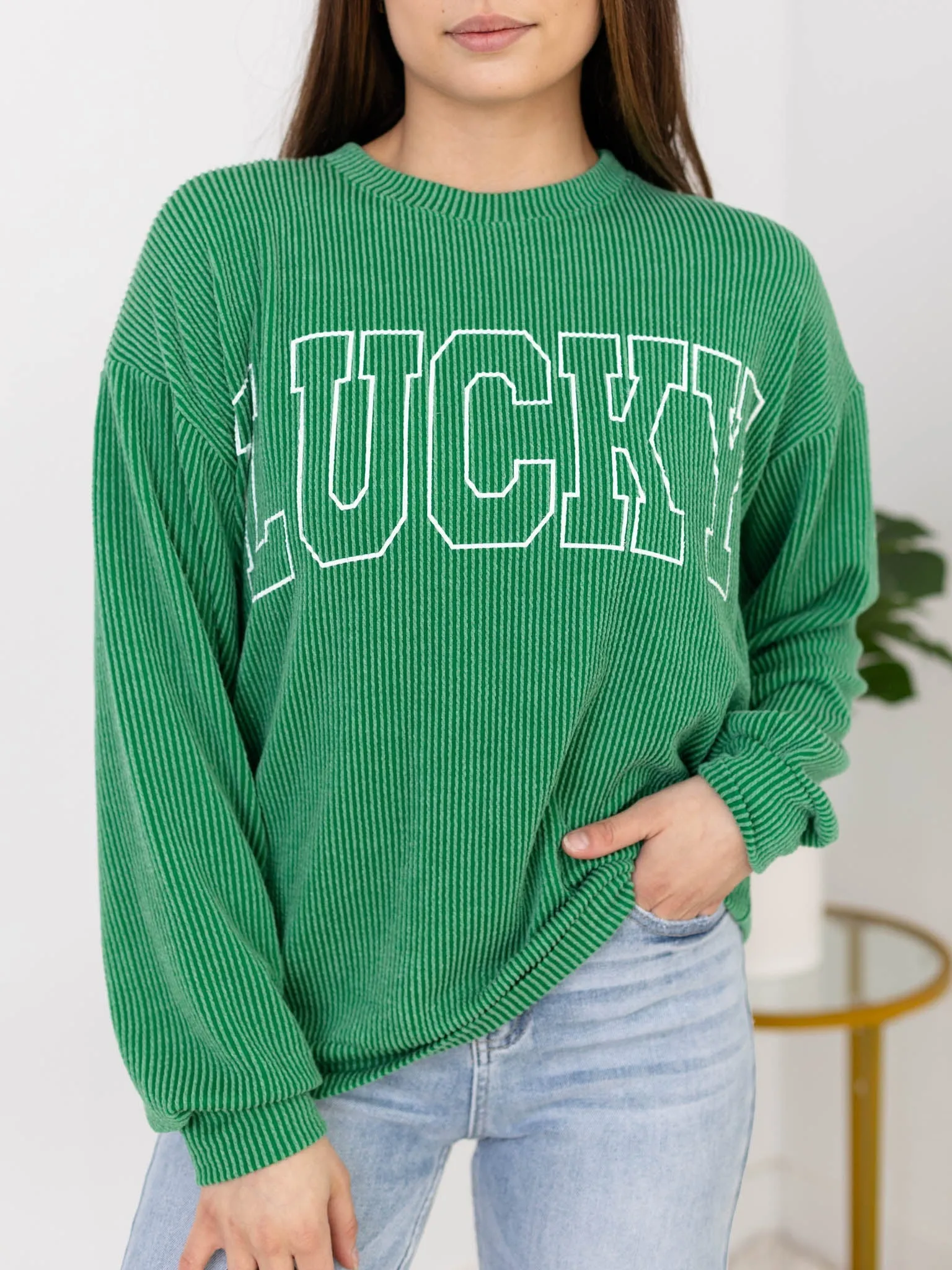Lucky Ribbed Long Sleeve Top