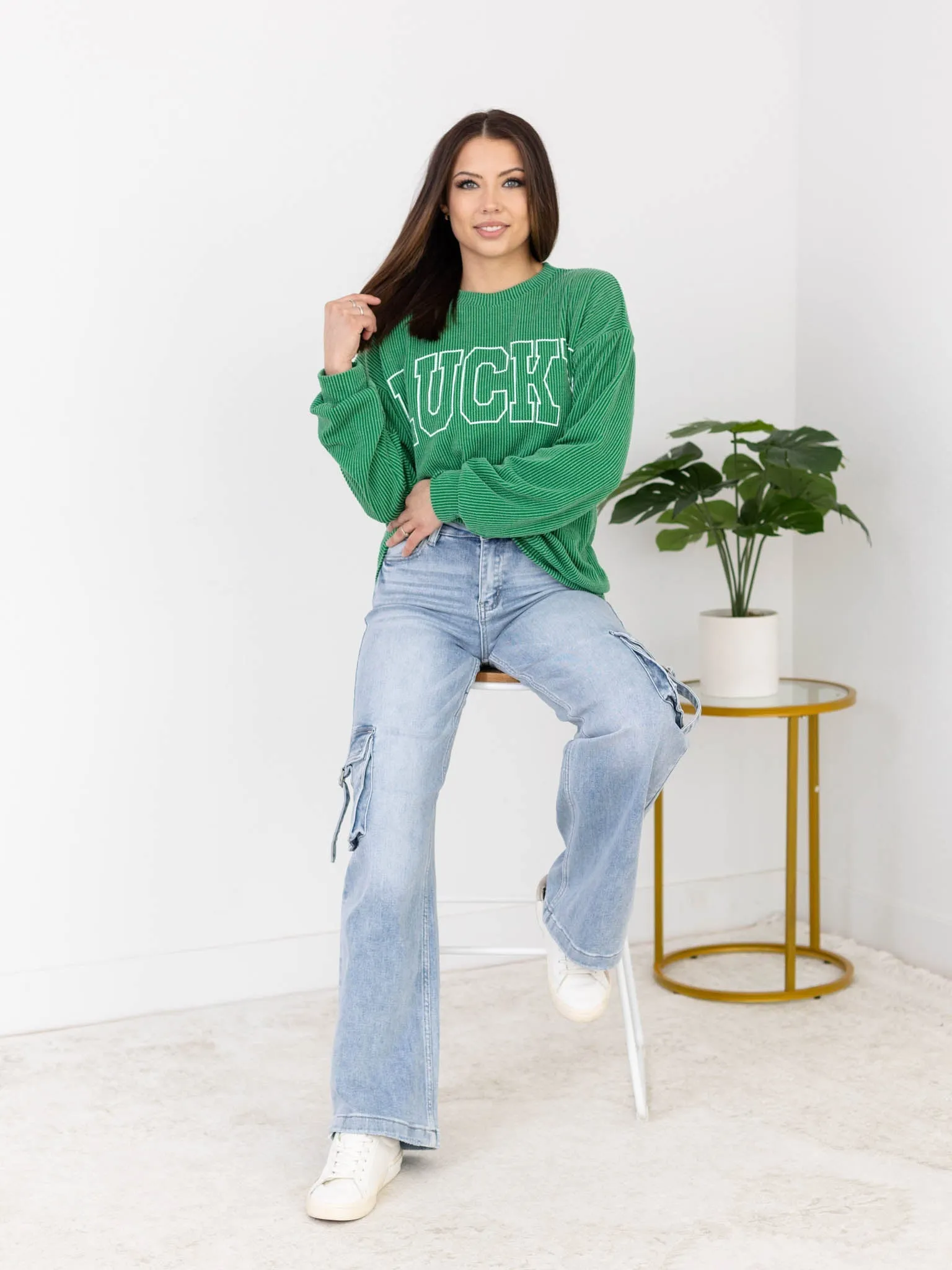 Lucky Ribbed Long Sleeve Top