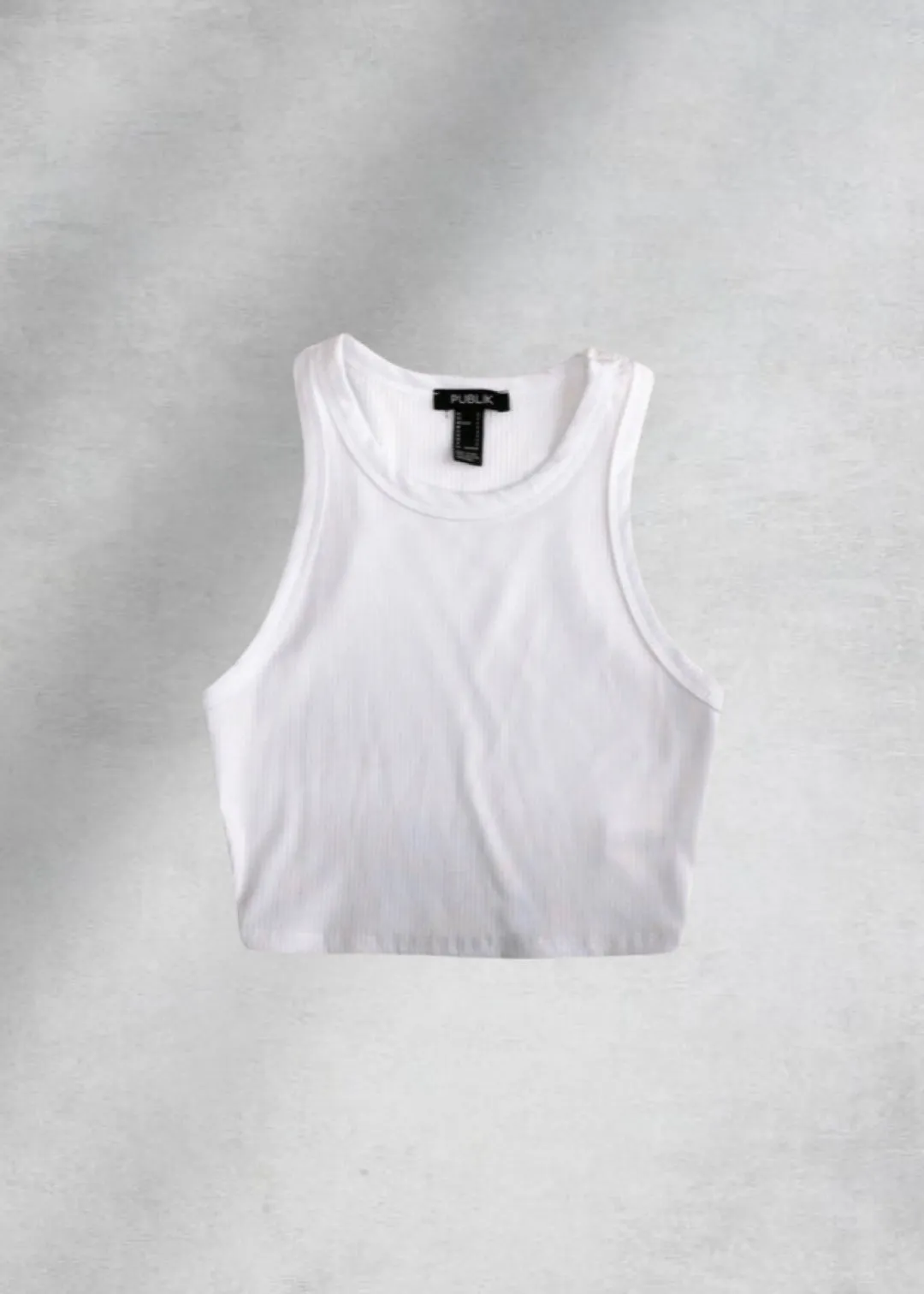 Lulu High Neck Crop Top - White