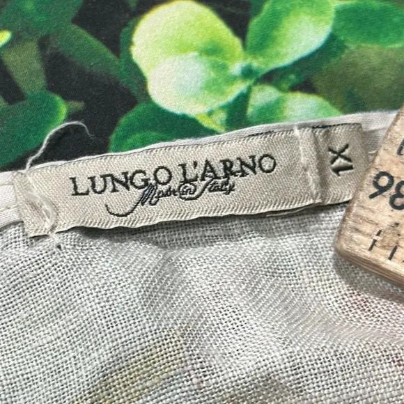 Lungo L'Arno Italy Linen Dress Women’s Size 1X Tropical Floral Shift Pockets