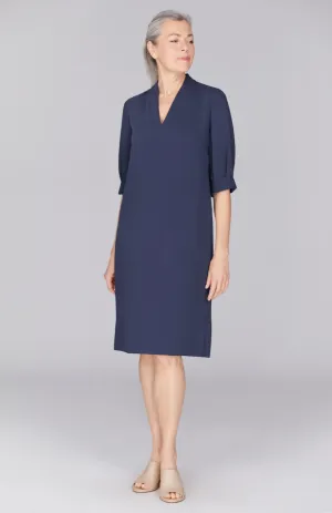 Lustrous Crepe High Neck Dress