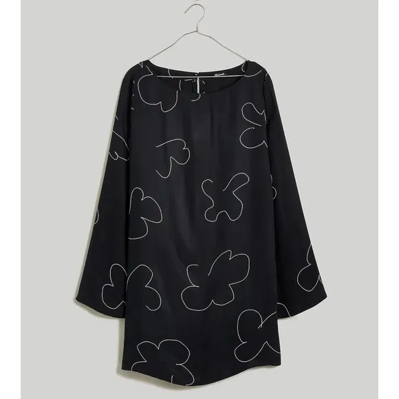 MADEWELL Black Erika Cupro Shift Mini Dress NWT Size Medium