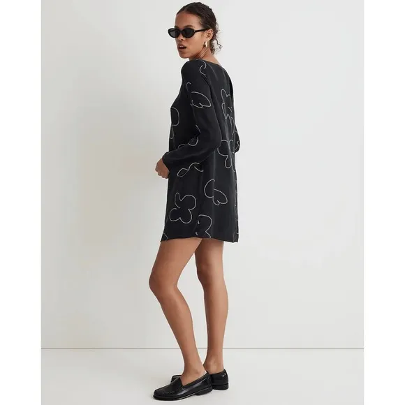 MADEWELL Black Erika Cupro Shift Mini Dress NWT Size Medium