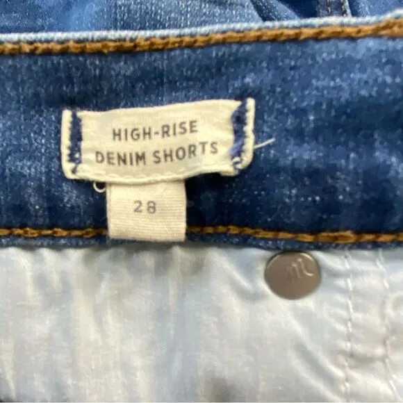 MADEWELL HIGH RISE BUTTON FRONT DENIM SHORTS