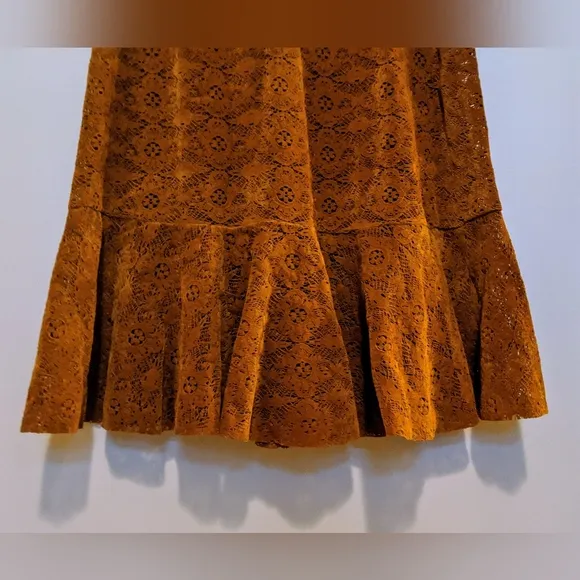 Maeve Anthropologie Burnt Gold/Yellow Amis Velvet Ruffle Shift Dress NWT…