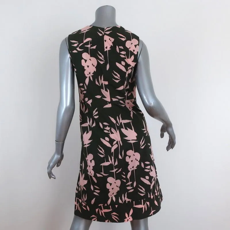 Marni Dress Green/Pink Floral Print Pleated Cotton Size 40 Sleeveless Shift