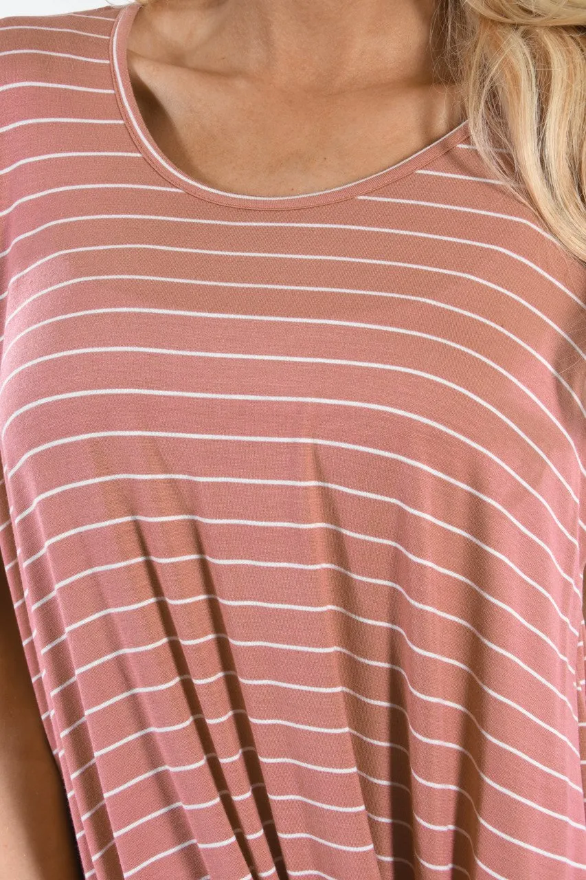 Mauve Striped Knot Top
